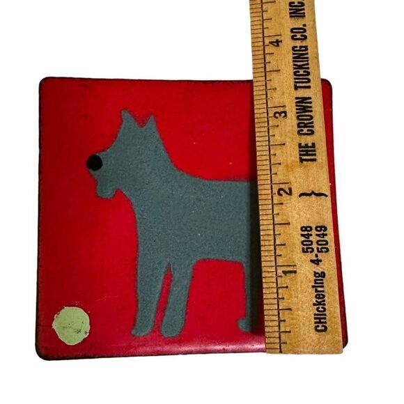 Terrier Dog Design enamel on copper trinket tray - Picture 7 of 7